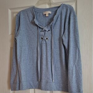 MICHAEL Michael Kors Blue Long Sleeve Tie Front Sweatshirt